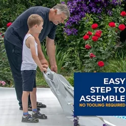 SereneLife 17-Foot Steel Frame Above Ground Pool with Ladder, Filter & Cover Blue