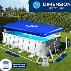 SereneLife Rectangular Above Ground Swimming Pool Set 12′ x 24′ x 52′