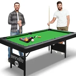 SereneLifeHome 6-Ft Folding Pool Table – Foldable Billiard Game Table with Accessories