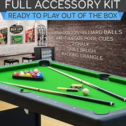 SereneLifeHome 6-Ft Folding Pool Table – Foldable Billiard Game Table with Accessories