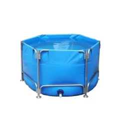 Sermair Blue Canvas Pool Folding Plastic Swimming Pool Multi-Functional Water Storage Tank 157×47 Inch