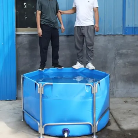 Sermair Blue Canvas Pool Folding Plastic Swimming Pool Multi-Functional Water Storage Tank 157×47 Inch