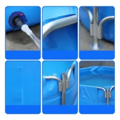 Sermair Blue Canvas Pool Folding Plastic Swimming Pool Multi-Functional Water Storage Tank 157×47 Inch