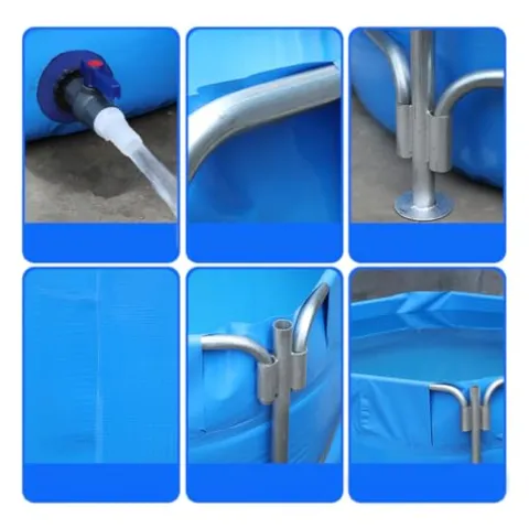 Sermair Blue Canvas Pool Folding Plastic Swimming Pool Multi-Functional Water Storage Tank 157×47 Inch