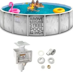 Shop Square 24 Ft x 52 Inch Steel Wall Above Ground Pool Silver