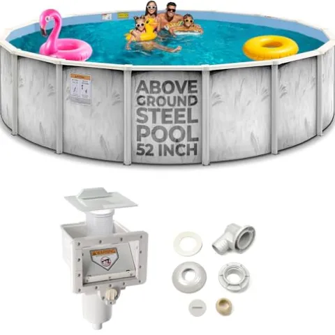 Shop Square 15 Ft x 52 Inch Steel Wall Above Ground Pool Silver