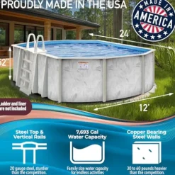 Shop Square 12’x24’ Oval Above Ground Steel Wall Pool Silver