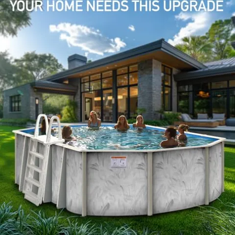 Shop Square 15’x10′ Oval Above Ground Steel Wall Pool Silver