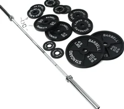 Signature Fitness Olympic Weight Plates & Barbell Set 300LB