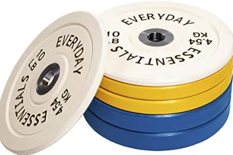 Signature Fitness Olympic Bumper Plate Weight Plates 160LB Set Color Coded