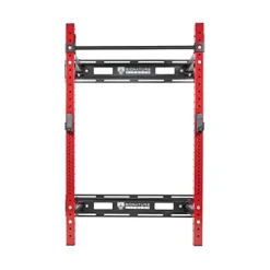 Signature Fitness Wall Mounted Fold-in Power Cage Squat Rack Red