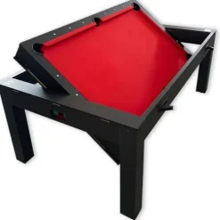 SIMBASHOPPING USA 7 FT Multi Games Pool Table Red Air Hockey + Table Tennis + Table Top – Strike Red, Black