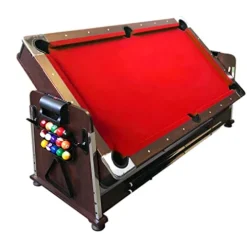 SIMBASHOPPING USA 7FT Multigame Pool Table with Air Hockey, Table Tennis, Red Brown