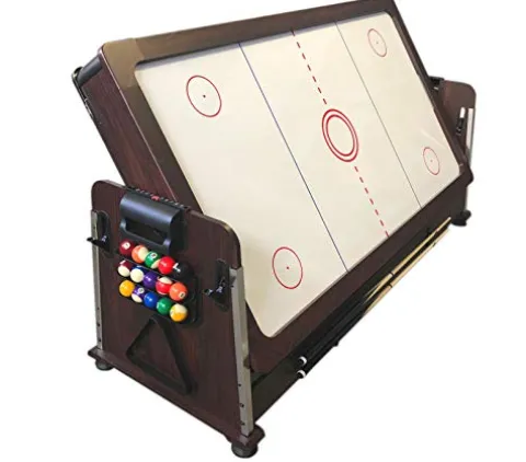 SIMBASHOPPING USA 7FT Multigame Pool Table with Air Hockey, Table Tennis, Red Brown