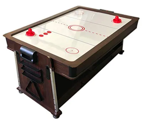SIMBASHOPPING USA 7FT Multigame Pool Table with Air Hockey, Table Tennis, & Table Top Blue/Brown