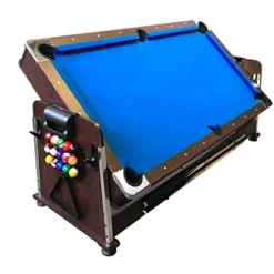 SIMBASHOPPING USA 7FT Multigame Pool Table Blue/Brown Air Hockey + Table Tennis