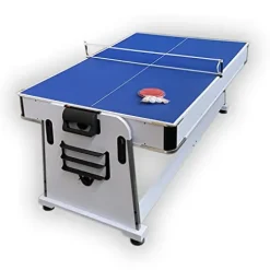 SIMBASHOPPING USA Pool Table 7FT Multigame Blue Air Hockey + Table Tennis + Table Top – Polar Blue, White