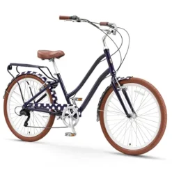 sixthreezero A/O Frida Limited 7-Speed Step-Through Touring Hybrid Bicycle Navy & White Spots