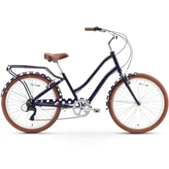 sixthreezero A/O Frida Limited 7-Speed Step-Through Touring Hybrid Bicycle Navy & White Spots