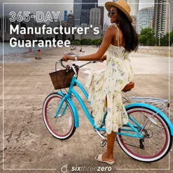 sixthreezero EVRYjourney Women’s 7-Speed Hybrid Cruiser Bicycle Cream w/Brown Seat/Grips