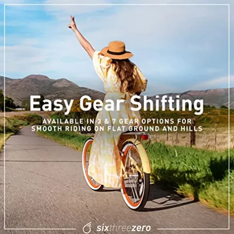 sixthreezero EVRYjourney Women’s 7-Speed Hybrid Cruiser Bicycle Cream w/Brown Seat/Grips