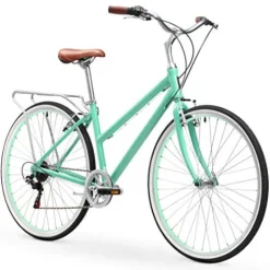 sixthreezero Explore Your Range Women’s 7-Speed Hybrid Road Bike with Rear Rack, Mint Green