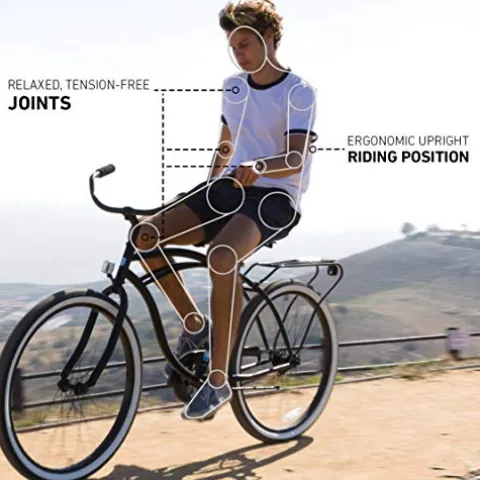 sixthreezero Men’s Beach Cruiser Bike 7-Speed Step-Through Hybrid Bicycle 26″ Brick Pool w/ Black Seat/Grips