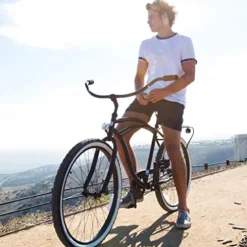 sixthreezero Men’s Beach Cruiser Bike 7-Speed Step-Through Hybrid Bicycle 26″ Brick Pool w/ Black Seat/Grips