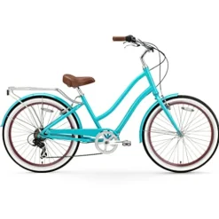 sixthreezero Women’s Beach Cruiser Bike Teal w/Brown Seat/Grips