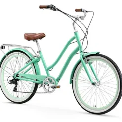 sixthreezero Women’s Beach Cruiser Bike Hybrid Bicycle Mint Green w/Brown Seat/Grips