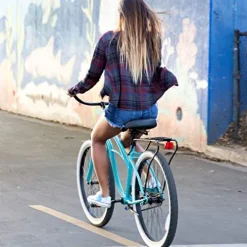 sixthreezero Women’s Beach Cruiser Bike Around The Block Lilac Ginger w/ Brown Seat/Grips