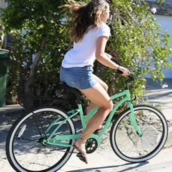 sixthreezero Women’s Beach Cruiser Bike Around The Block Lilac Ginger w/ Brown Seat/Grips