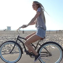 sixthreezero Women’s Single Speed Beach Cruiser Bicycle Breathe Blue w/ Brown Seat/Grips