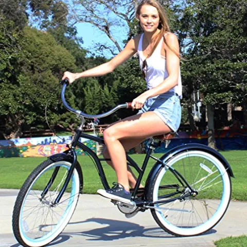 sixthreezero Women’s 7-Speed Beach Cruiser Bicycle Serenity Green with Brown Accents