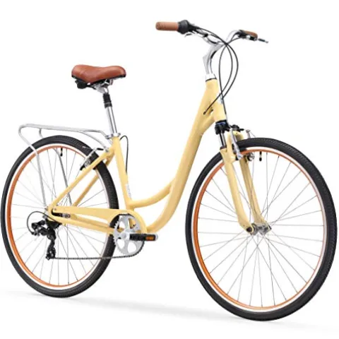 sixthreezero Women’s 3-Speed Comfort Bike with Rear Rack, 26″ Wheels/17″ Frame, Cream