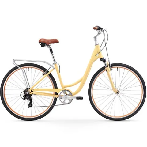 sixthreezero Women’s 3-Speed Comfort Bike with Rear Rack, 26″ Wheels/17″ Frame, Cream