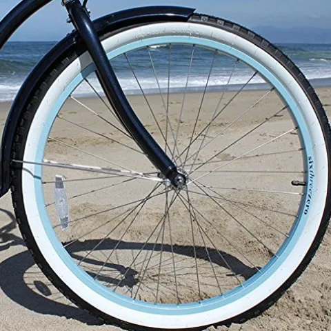 sixthreezero Women’s 1-Speed 26-Inch Beach Cruiser Bicycle Classic Dark Blue with Brown Seat/Grips