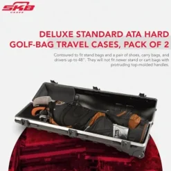 SKB Deluxe Standard ATA Hard Golf-Bag Travel Cases Pack of 2 Black