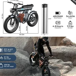 SMARTRAVEL Electric Bike with 1200W Brushless Motor, 32MPH, 20Ah Removable Battery, 20″ Fat Tire, Front/Rear Turn Signals, Travel Bag, Matte Black