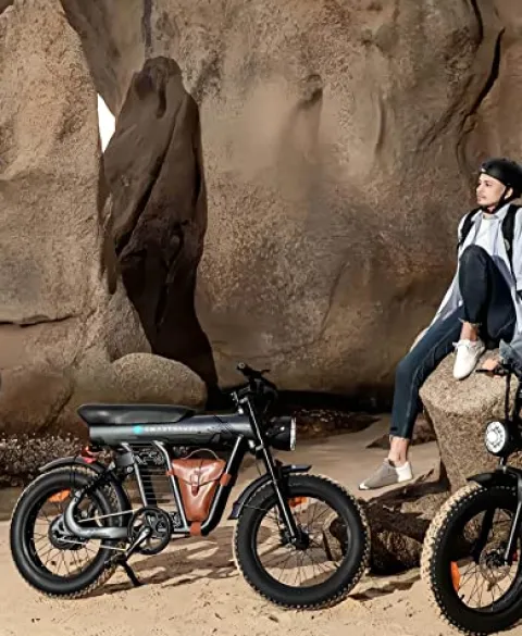 SMARTRAVEL Electric Bike with 1200W Brushless Motor, 32MPH, 20Ah Removable Battery, 20″ Fat Tire, Front/Rear Turn Signals, Travel Bag, Matte Black