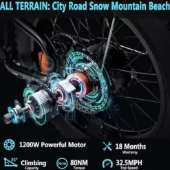 SMARTRAVEL Electric Bike for Adults, 1200W Brushless Motor, 48V/20Ah, 20”x4.0 Fat Tire, 32MPH, Old Version