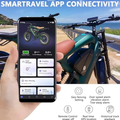 SMARTRAVEL Electric Bike 1200W Brushless Motor Ebike 48V/20Ah Battery GPS Control Green