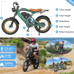 SMARTRAVEL Electric Bike 1200W Brushless Motor Ebike 48V/20Ah Battery GPS Control Green