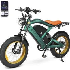 SMARTRAVEL Electric Bike 1200W Brushless Motor 32 MPH 20Ah Removable Battery 30 Miles Range 7 Speed GPS Tracker with APP Control 20″ Fat Tire Ebike for Adults ST202 Green