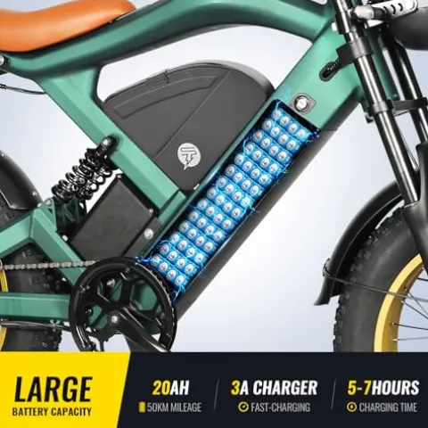 SMARTRAVEL Electric Bike 1200W Brushless Motor 32 MPH 20Ah Removable Battery 30 Miles Range 7 Speed GPS Tracker with APP Control 20″ Fat Tire Ebike for Adults ST202 Green
