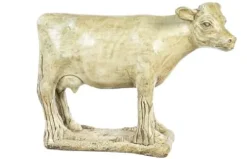 SOLID ROCK STONE WORKS Large Concrete Cow Statue 33″ Buff