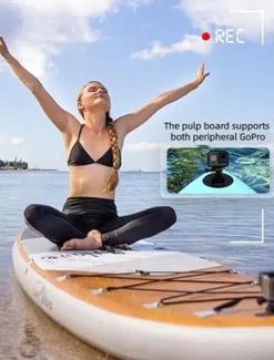 Spaboy Inflatable Stand-Up Surfboard Wood Grain Brown