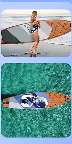 Spaboy Inflatable Stand-Up Surfboard Wood Grain Brown