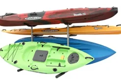 SPAREHAND Freestanding Triple Storage Rack for 3 Kayaks or SUPs Gray