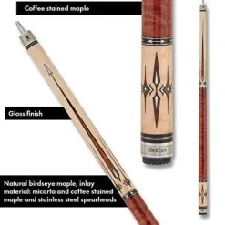 Spartan Billiards Pool Cue Stick Coffee Stained Handle 18oz Multi